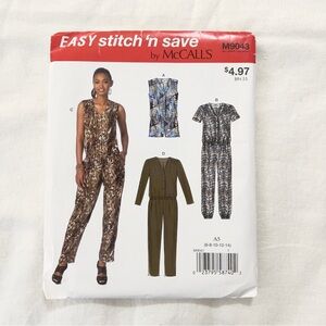 McCall’s M9043 Sewing Pattern Misses Jumpsuit Size 6-14 Uncut Factory Folded